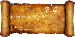 Nekola Győző névjegykártya